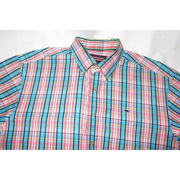 vineyard vines Whale Men's Long Sleeve Button Down Plaid Shirt Size Large - Picture 4 of 8